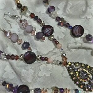 OOAK VALENTINE shine Heart Crystal  Stone Fine Jewelry Set Rare And Unique Giift